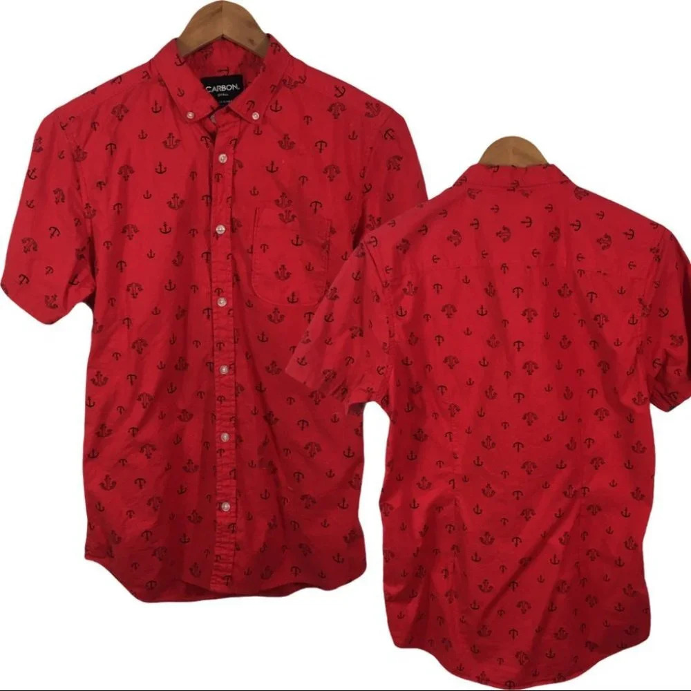 BF136 Carbon Rue21 Anchor Casual Beach Shirt S